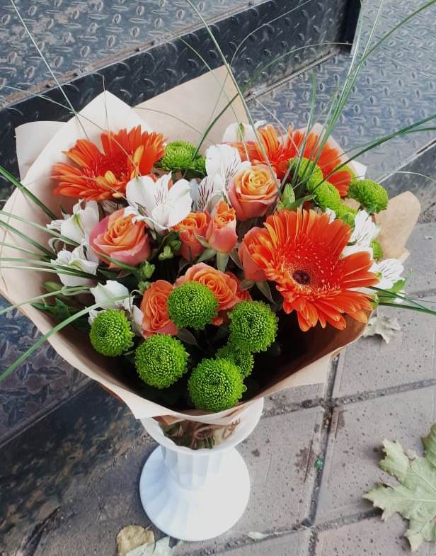 Букет цветов из: Герберы, Хризантемы, Альстромерии и Розы в Онуфриево