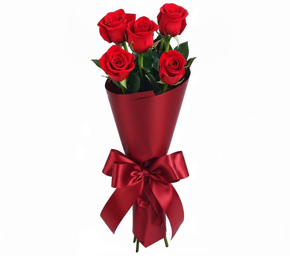 Букет 5 Красных роз Эдлесс Лав в Онуфриево