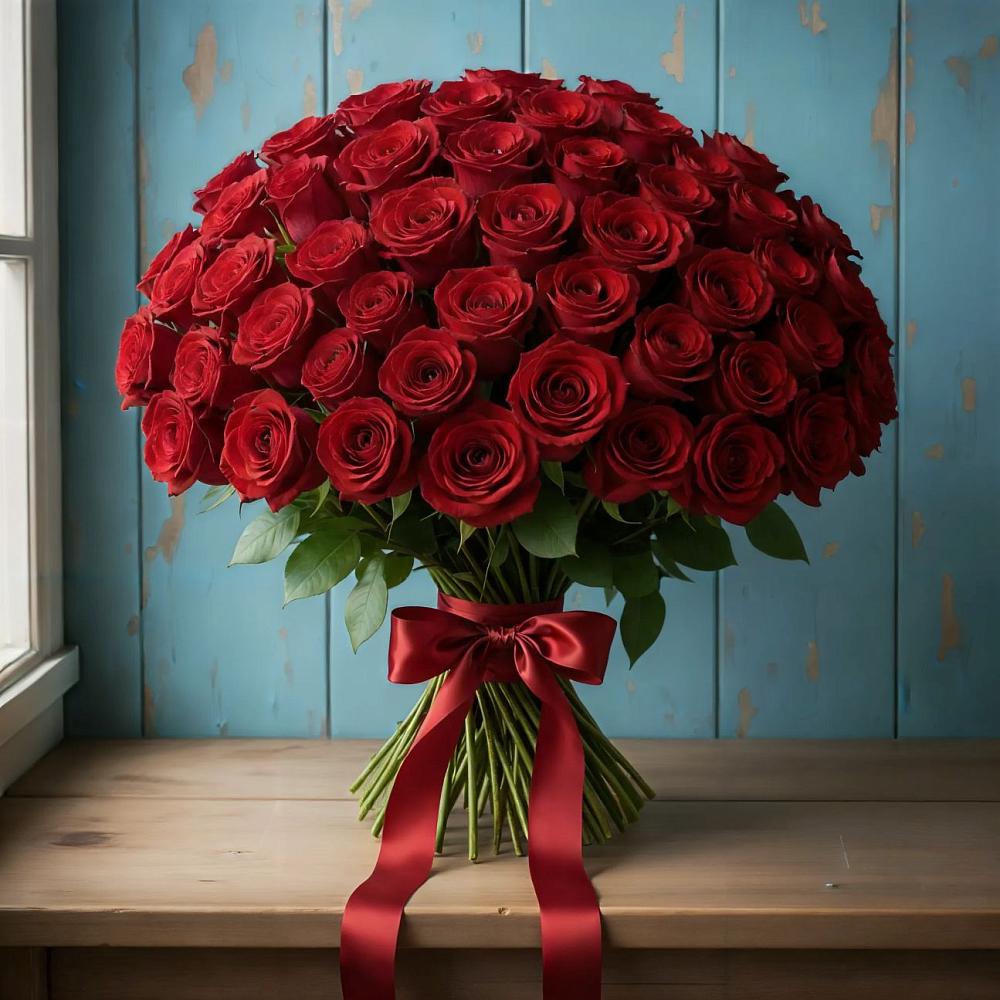 Букет Красные розы Блэк Меджик в Онуфриево