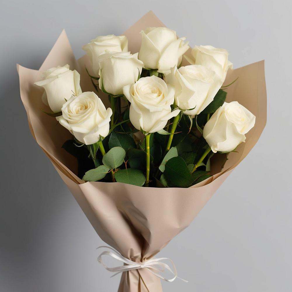 Букет 9 Белых роз Эдлесс Лав в Онуфриево