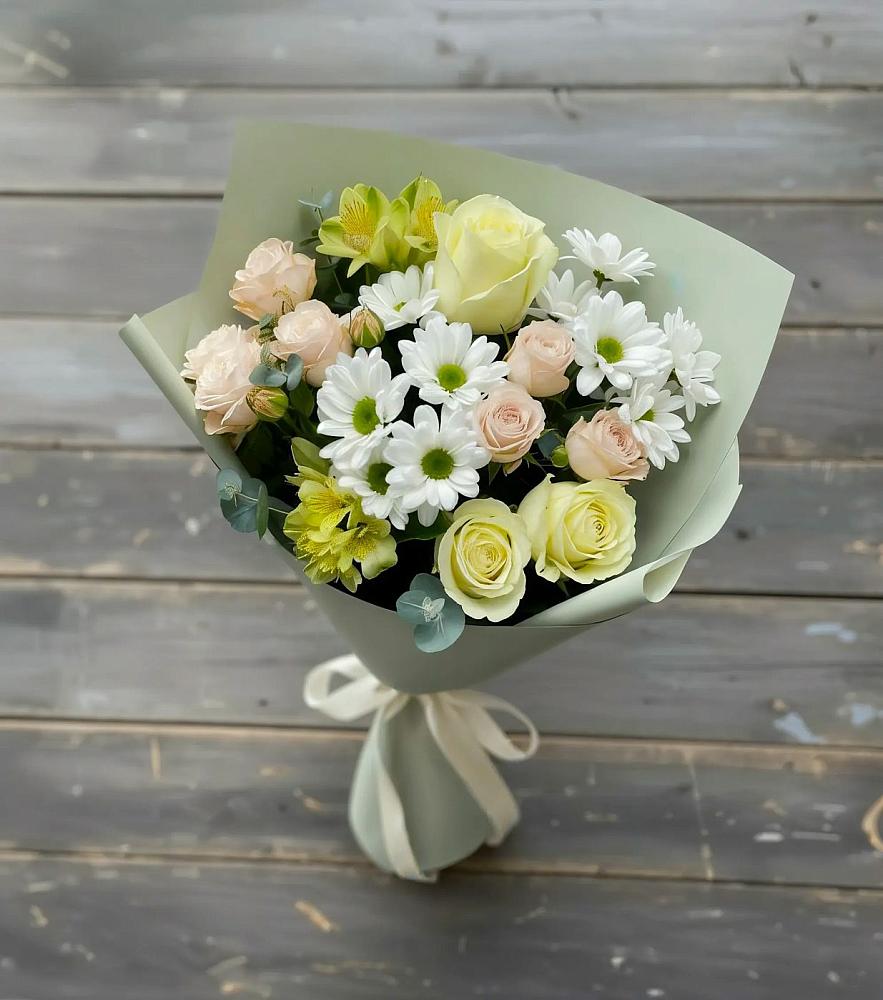 Букет цветов из: Альстромерии, Розы и Хризантемы в Онуфриево