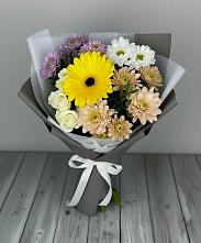 Букет цветов из:  Розы, Герберы и Хризантемы в Онуфриево