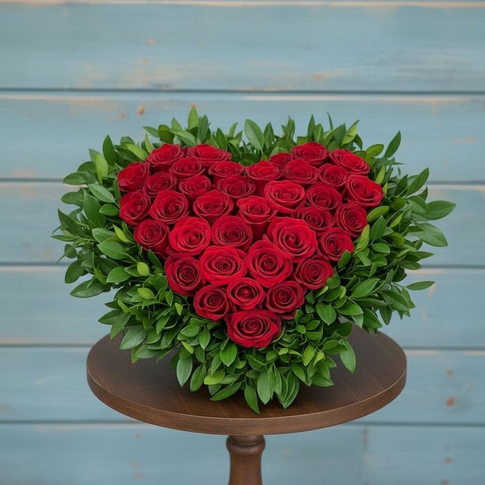 Цветочная композиция из Розы в виде сердца в Онуфриево