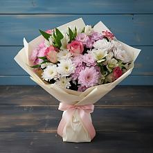 Букет цветов из:  Хризантемы, Альстромерии и Розы в Онуфриево