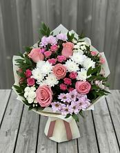 Букет цветов из:  Альстромерии, Гвоздики, Розы и Хризантемы в Онуфриево
