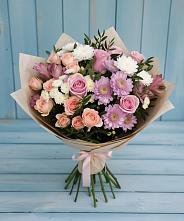 Букет цветов из:  Хризантемы, Розы и Альстромерии в Онуфриево