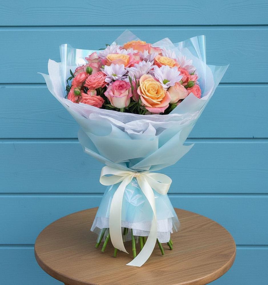 Букет цветов из: Хризантемы и Розы в Онуфриево