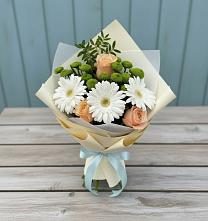 Букет цветов из:  Герберы, Розы и Хризантемы #REPLACE_PRED# Онуфриево